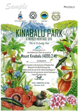 Mount Kinabalu Climbing Certificate