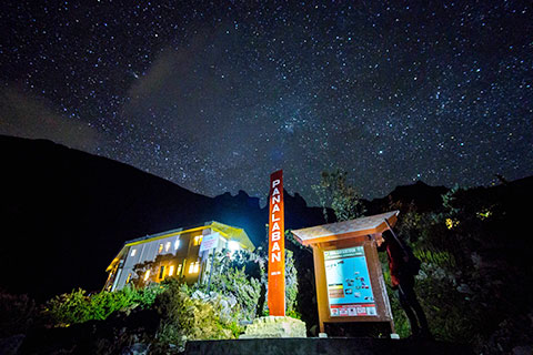 Laban Rata Resthouse at Night