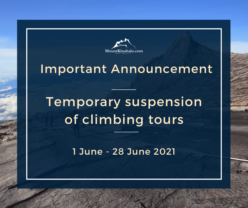 Temporary Suspension of Climbing Tours 1 till 28 June 2021